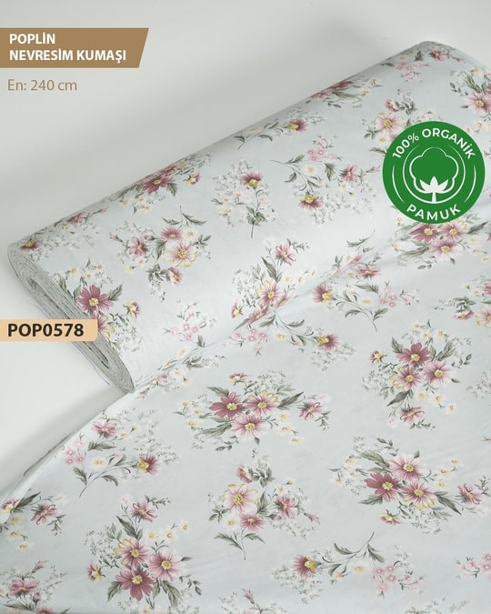 %100 Pamuk Poplin Nevresim Kumaşı En 240 cm-POP0578-78POP0578