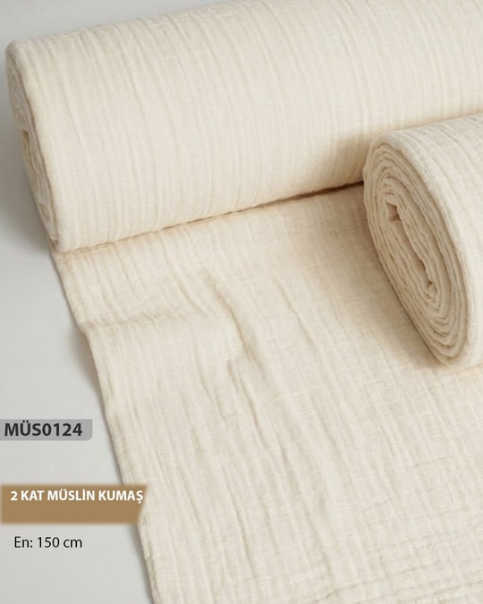 2 Kat  Müslin Kumaş Düz Renk  En=160cm-MÜS0124-24MÜS0124
