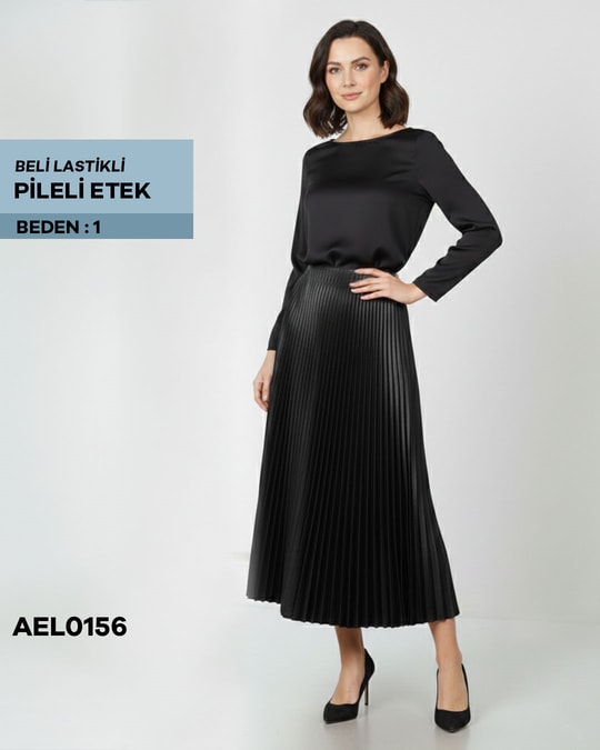 BELİ LASTİKLİ PİLELİ ETEK 1 beden AEL0156-21224AEL0156