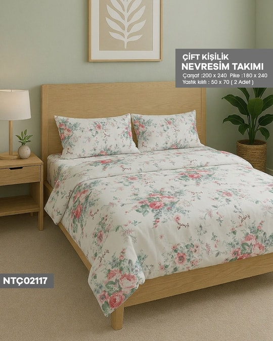 ÇİFT KİŞİLİK RANFORCE NEVRESİM TAKIMI NTÇ02117-32201NTÇ02117