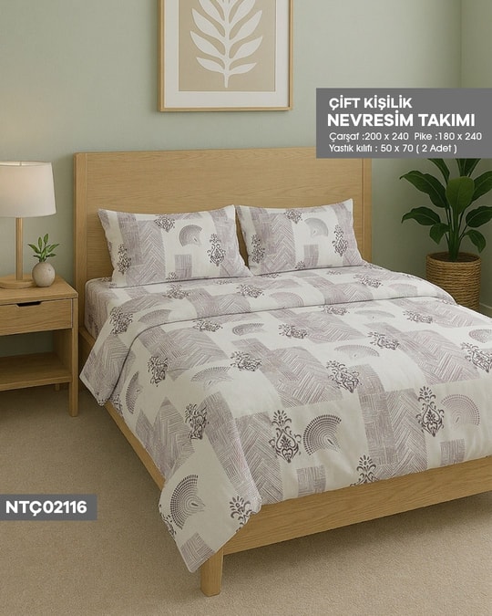 ÇİFT KİŞİLİK RANFORCE NEVRESİM TAKIMI NTÇ02116-32107NTÇ02116