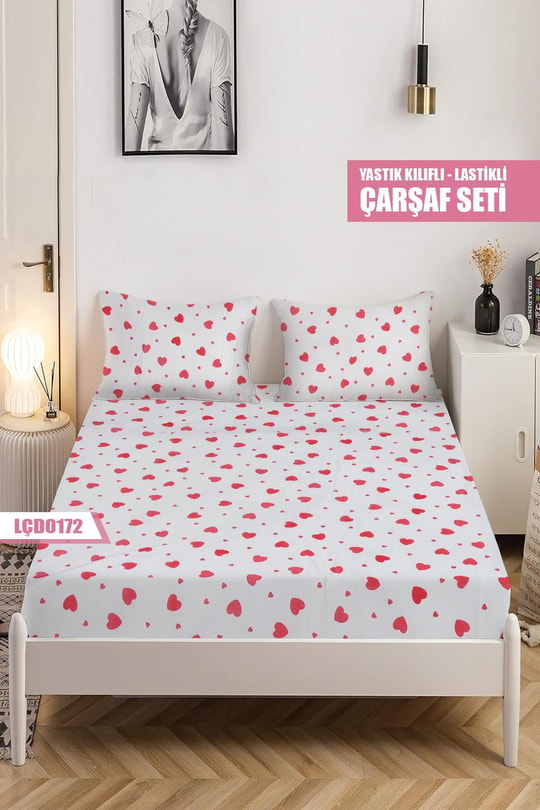 Çiftkişilik BATTAL Lastikli Çarşaf Seti 180x200cm LÇD0172-31304LÇD0172
