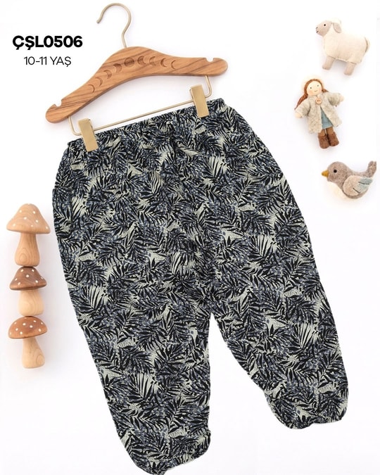 Çocuk Şalvarı 10-11 Yaş Viskon Lastikli Paça  (Cepli) ÇŞL0506-6ÇŞL0506