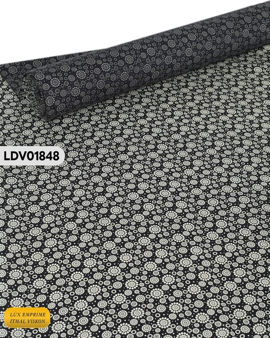 Dar En Siyah Beyaz Pamuk Viskon Kumaş ( TEK EN ) 90cm-LDV01848LDV01848
