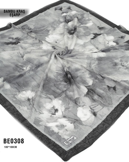 Desenli Bambu Kraş Eşarp 100*100cm BE0308-2310BE0308