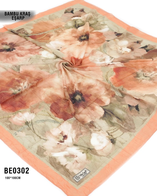 Desenli Bambu Kraş Eşarp 100*100cm BE0302-2302BE0302