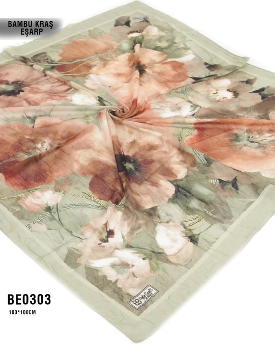 Desenli Bambu Kraş Eşarp 100*100cm BE0303-2303BE0303
