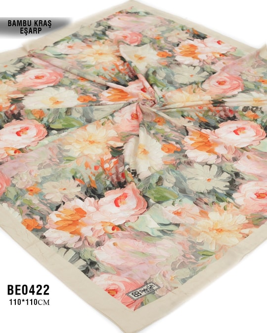 Desenli Bambu Kraş Eşarp 110*110cm BE0422-1703BE0422