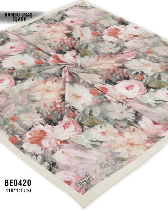Desenli Bambu Kraş Eşarp 110*110cm BE0420-1834BE0420