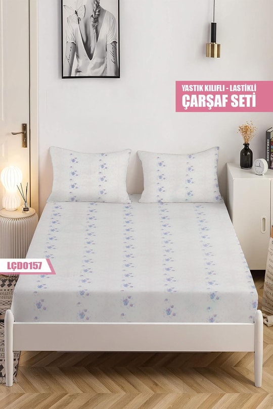 Desenli Çiftkişilik Lastikli Çarşaf Seti (Yastıklı ) 180x200cm LÇD0157-31004LÇD0157-31004