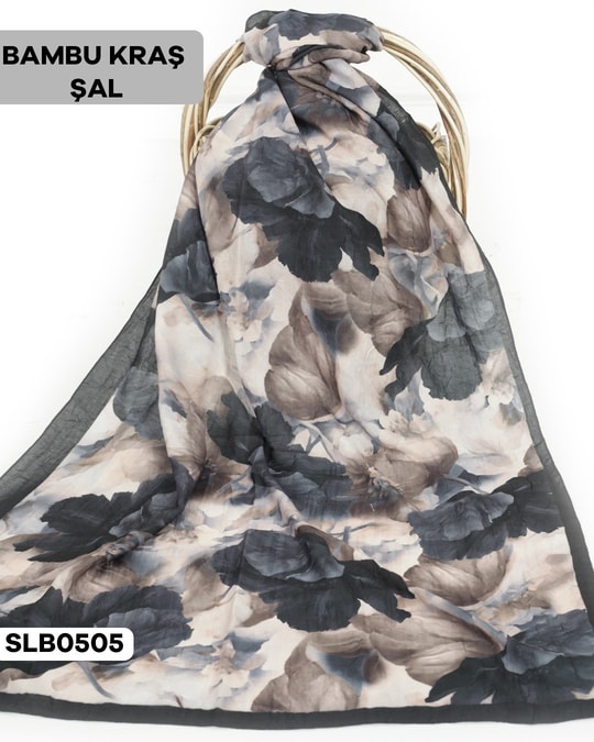 Desenli Soft Bambu Kraş Şal SLB0505-2710SLB0505