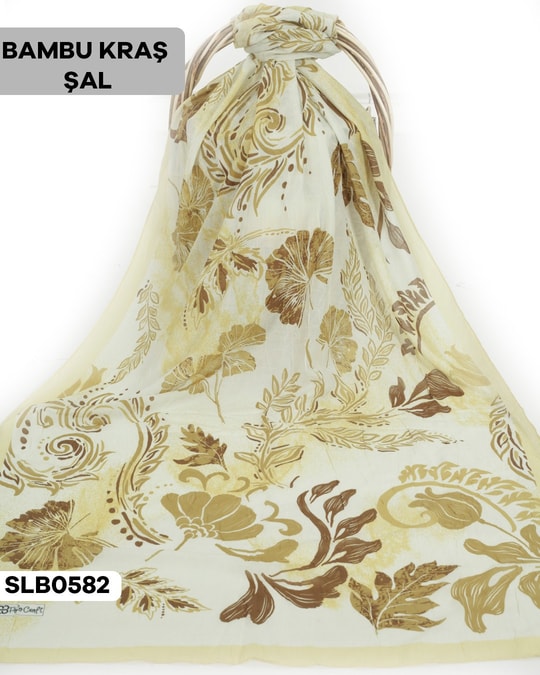 Desenli Soft Bambu Kraş Şal SLB0582-4330SLB0582