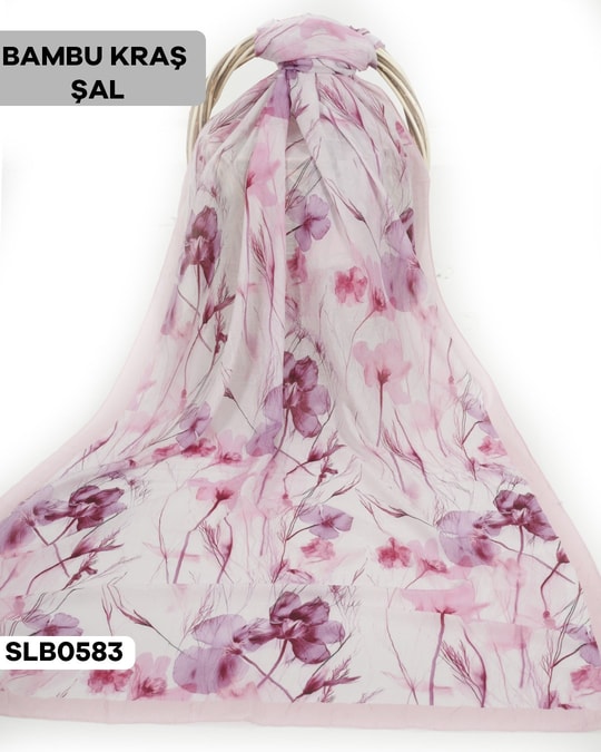 Desenli Soft Bambu Kraş Şal SLB0583-4331SLB0583