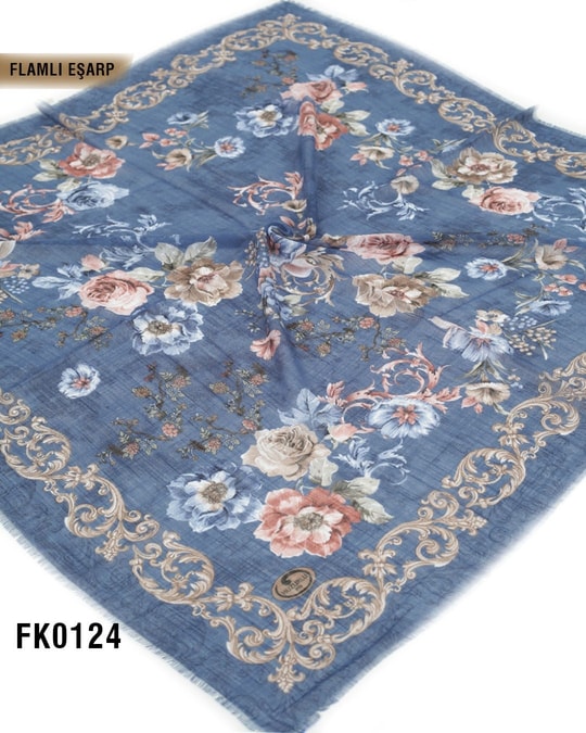 DOLCE İpek 100*100cm Flamlı Eşarp FK0124-4315FK0124