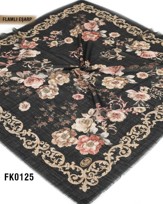 DOLCE İpek 100*100cm Flamlı Eşarp FK0125-4316FK0125