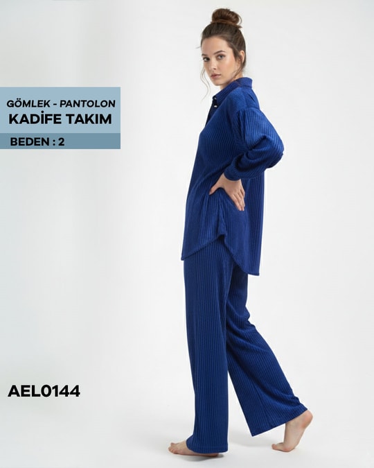 GÖMLEK-PANTOLON KADİFE TAKIM 2 beden AEL0144-21212AEL0144