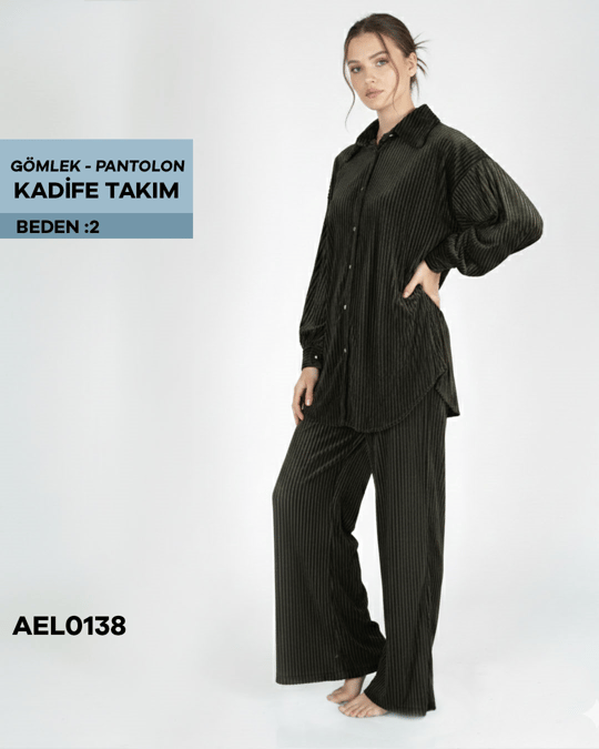 GÖMLEK-PANTOLON KADİFE TAKIM 2 beden AEL0138-21206AEL0138