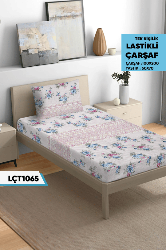 Tek Kişilik Lastikli Çarşaf Seti 100x200cm  LÇT1065-31105LÇT1065