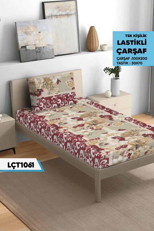 Tek Kişilik Lastikli Çarşaf Seti 100x200cm  LÇT1061-31005LÇT1061