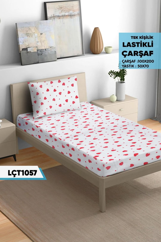 Tek Kişilik Lastikli Çarşaf Seti 100x200cm  LÇT0157-31601LÇT0157