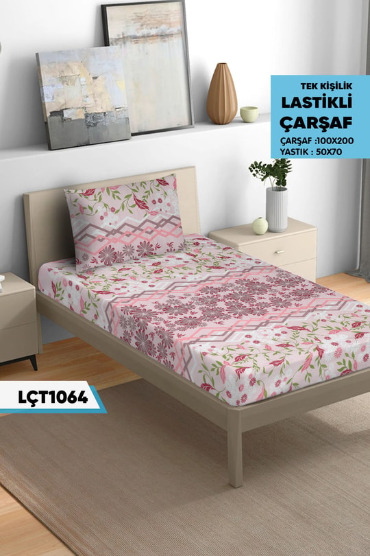 Tek Kişilik Lastikli Çarşaf Seti 100x200cm  LÇT1064-31008LÇT1064