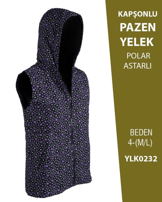 VİEMOR OTANTİK KAPÜŞONLU PAZEN YELEK  M/L-4YLK0232