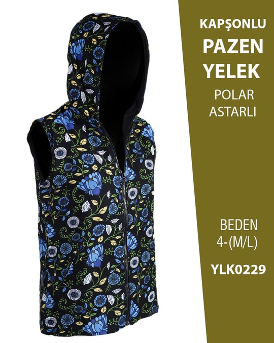 VİEMOR OTANTİK KAPÜŞONLU PAZEN YELEK  M/L-4YLK0229