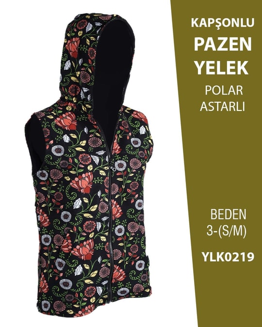 VİEMOR OTANTİK KAPÜŞONLU PAZEN YELEK  S/M-3YLK0219