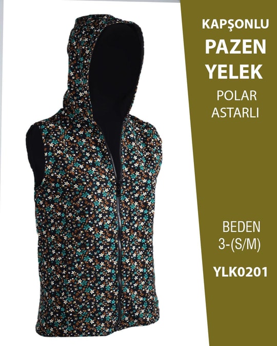 VİEMOR OTANTİK KAPÜŞONLU PAZEN YELEK  S/M-3YLK0201
