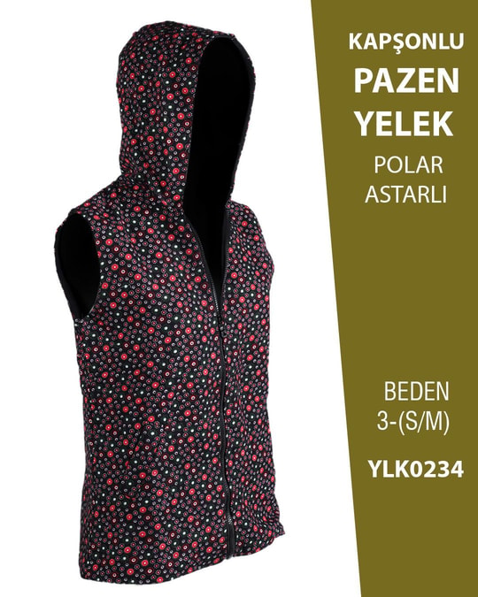 VİEMOR OTANTİK KAPÜŞONLU PAZEN YELEK  S/M-3YLK0234