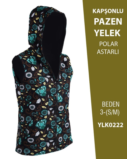 VİEMOR OTANTİK KAPÜŞONLU PAZEN YELEK  S/M-3YLK0222