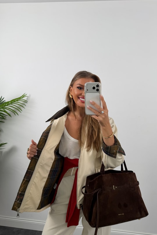 Marka Model Ekoseli Detaylı Parka Taş