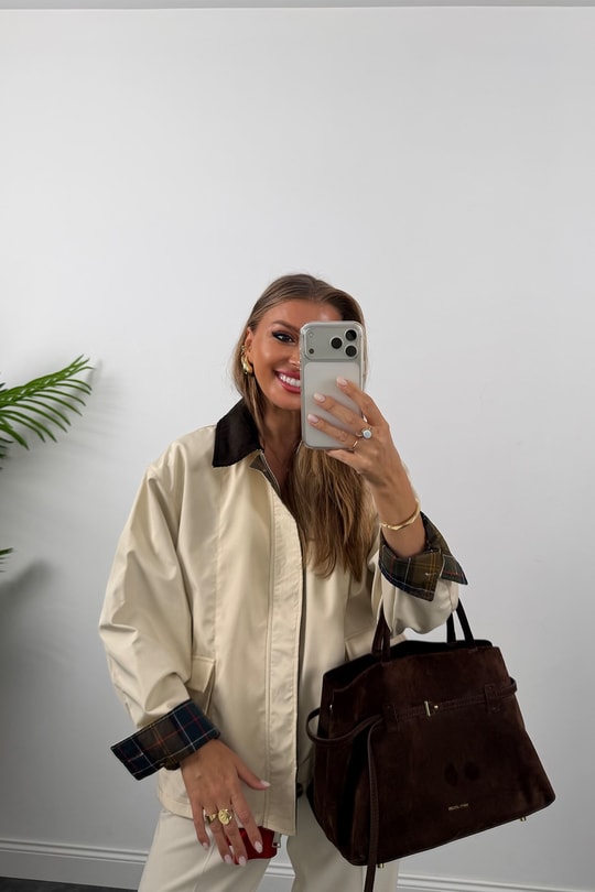 Marka Model Ekoseli Detaylı Parka Taş