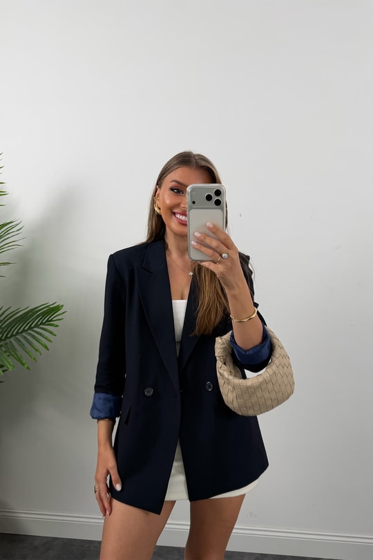 Massi %100 Pamuklu Yazlık Blazer Ceket Lacivert