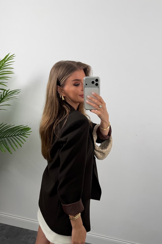 Massi %100 Pamuklu Yazlık Blazer Ceket Kahverengi