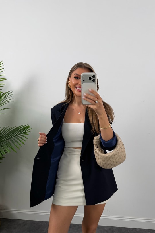 Massi %100 Pamuklu Yazlık Blazer Ceket Lacivert