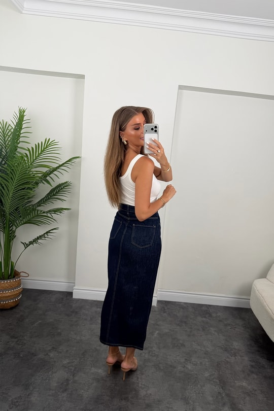 Premium Seri Midi Boy Kalem Jean Etek Lacivert