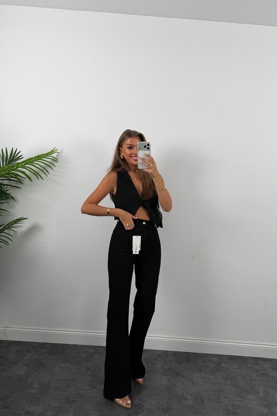 Premium Seri Özel Kalıp Ütülü İspanyol Jean Süper Black