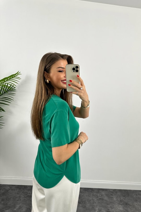 1. Sınıf Kalite Modal Kumaş Oysh Basic Tshirt Yeşil