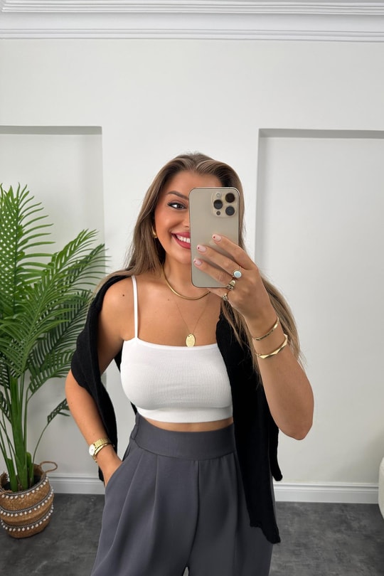 1. Sınıf Kalite Oysh Kumaş Beli Lastikli Harem Pantolon Antrasit 