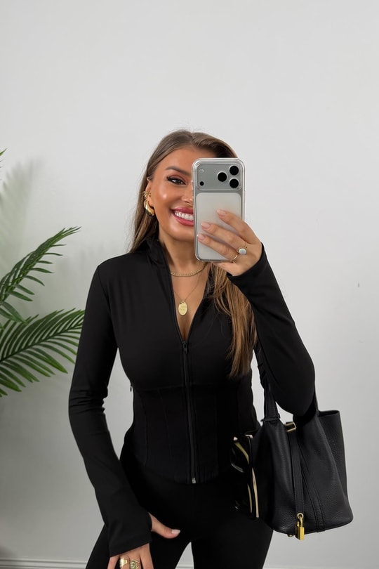 Alo Likralı Fermuarlı Spor Ceket