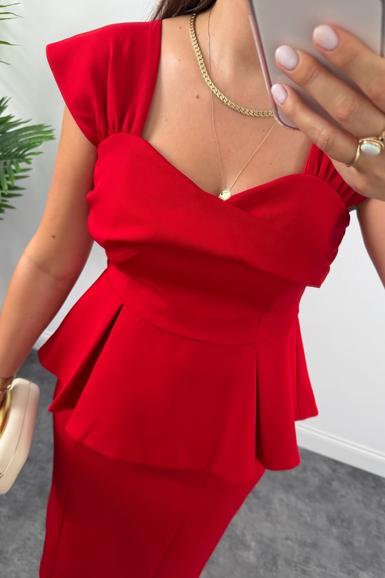 Amore Premium Seri Etek Bluz Takım Kırmızı
