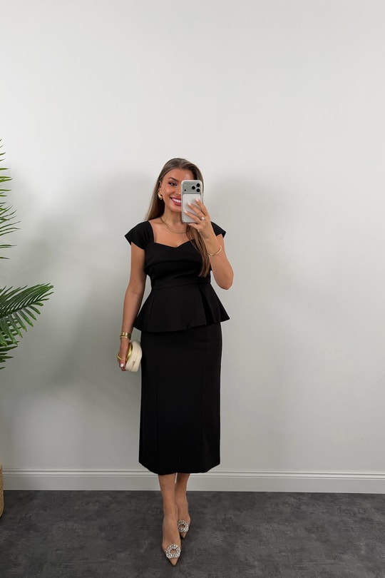 Amore Premium Seri Etek Bluz Takım Siyah 