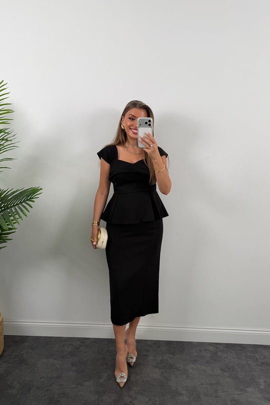 Amore Premium Seri Etek Bluz Takım Siyah 