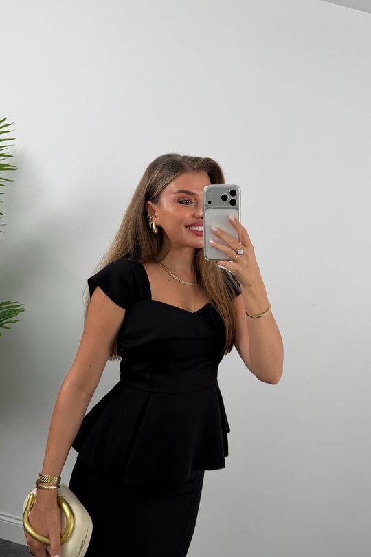 Amore Premium Seri Etek Bluz Takım Siyah 
