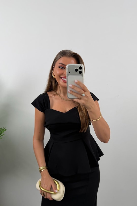 Amore Premium Seri Etek Bluz Takım Siyah 