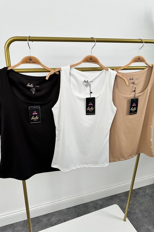 Bebe Marka Likralı Basic Atlet Ekru