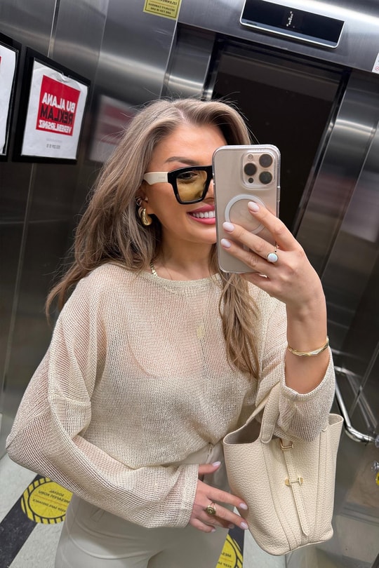 Bebe Marka Lüx Kalite Gold File Bluz