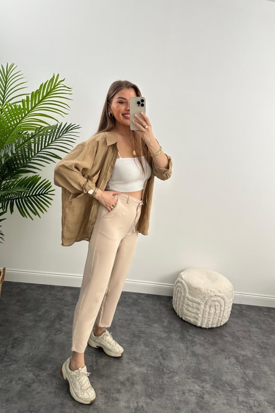 Beli Lastikli Mango Model Atlas Jogger Taş