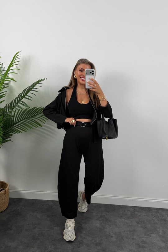 Bomber Ceketli Jogger Pantolon Takım Siyah
